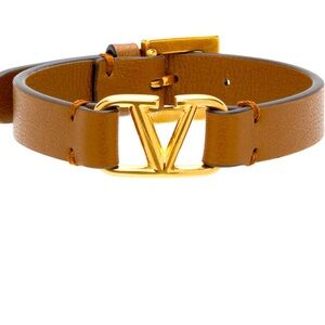Valentino Garavani Brown Bracelet with Gold V Logo